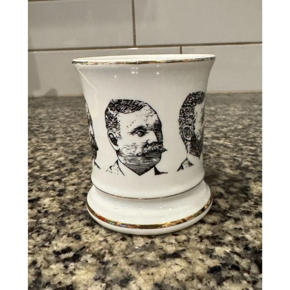 Antique Shaving Mug Vintage Mustache Cup Knobler Japan Barber Aesthetic